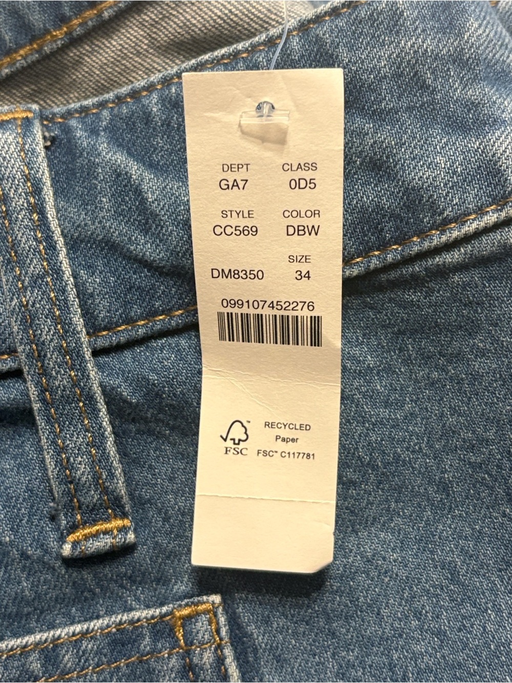 J. Crew High Rise Sailor Denim Trousers 1996 semi-stretch Size 34 Light Wash NWT - Picture 9 of 9